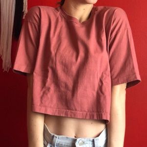 90s Vintage Rose Pink Crop Top Tee